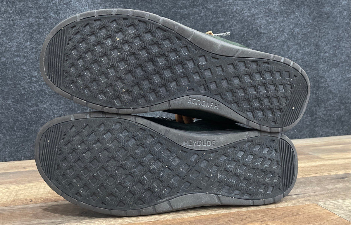 Hey Dude Wally Grip Craft Dark Green Leather Slip-On Shoes Men's Size 7