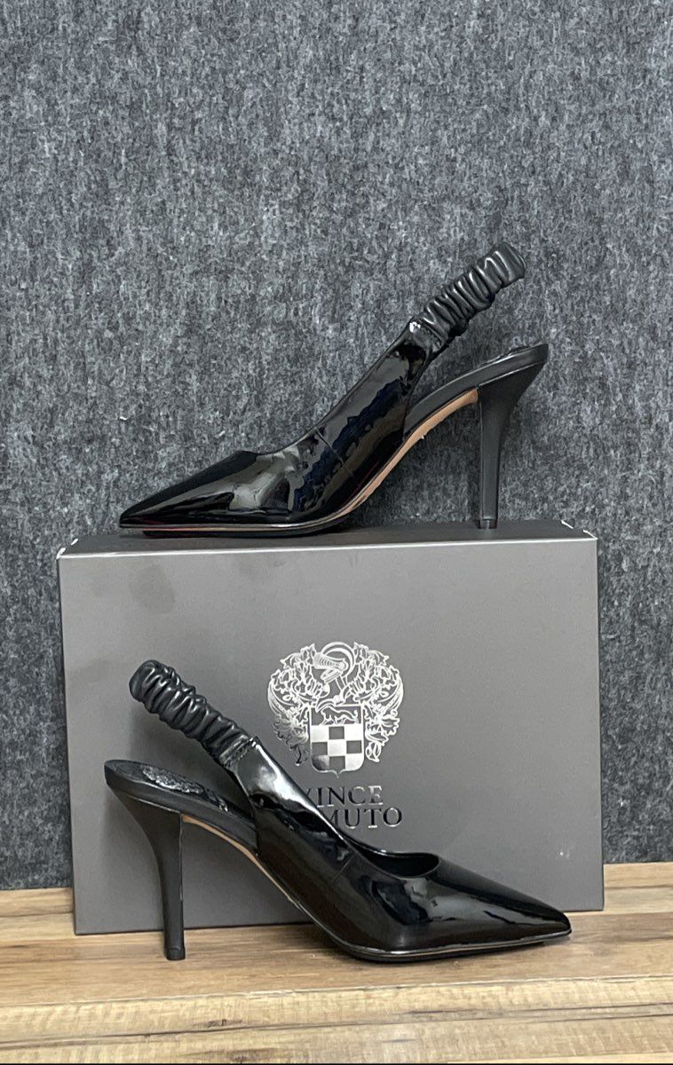 Vince Camuto Tolinnis Black Patent Leather Slingback Pumps Womens Size 7 M