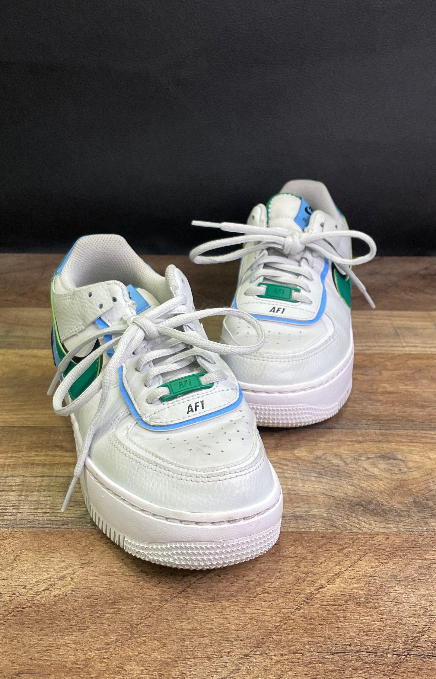Nike Air Force 1 Shadow White Light Blue Green Women's Sneakers Size 6.5