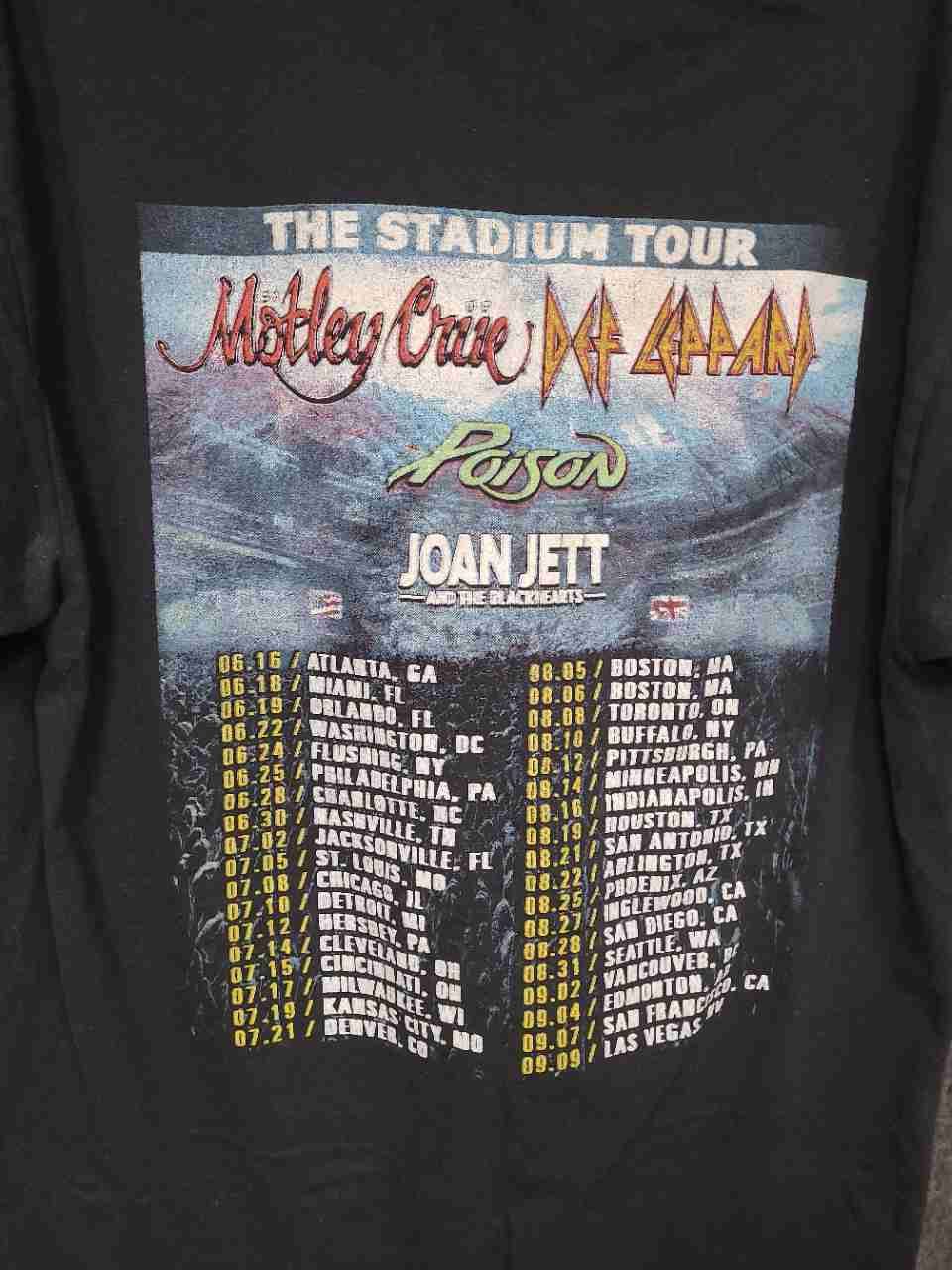 Motley Crue Def Leppard Poison Joan Jett 2022 Stadium Tour Double Stitch Sz L