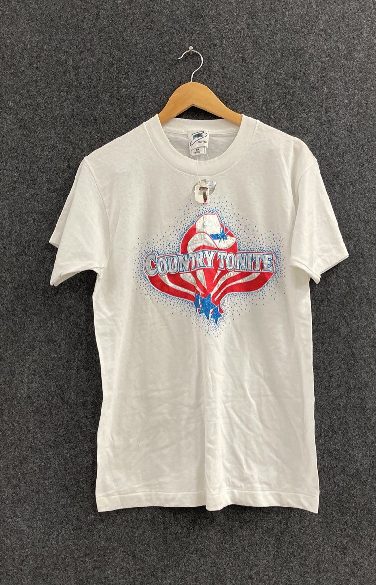 Vintage 90s Country Tonite T-Shirt Buffalo Glitter Magic Graphic Made USA Sz M