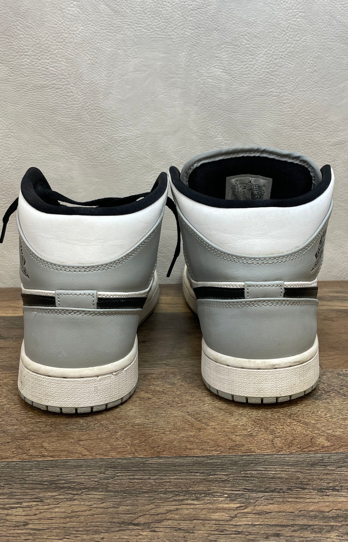 Nike Air Jordan 1 Mid Light Smoke Grey Black White Sneakers Men's Size 9