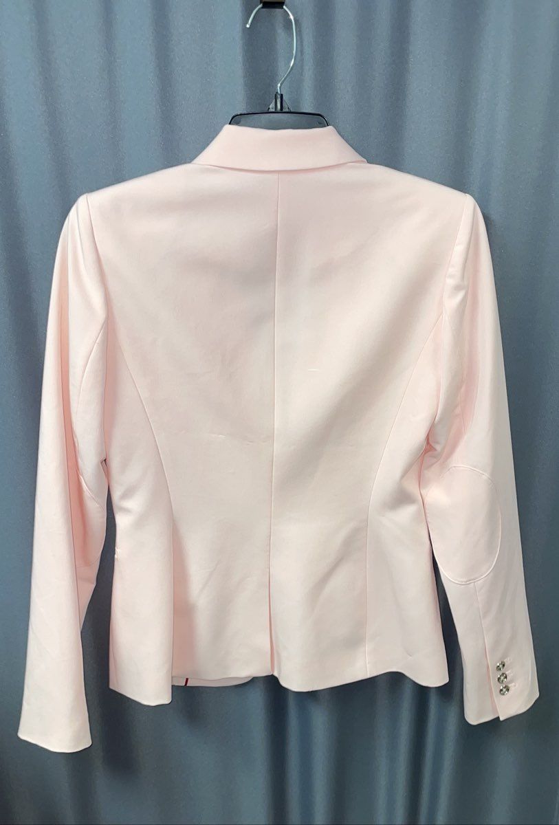 Tommy Hilfiger Women's Pale Pink One Button Suit Blazer Jacket Elbow Patches 2