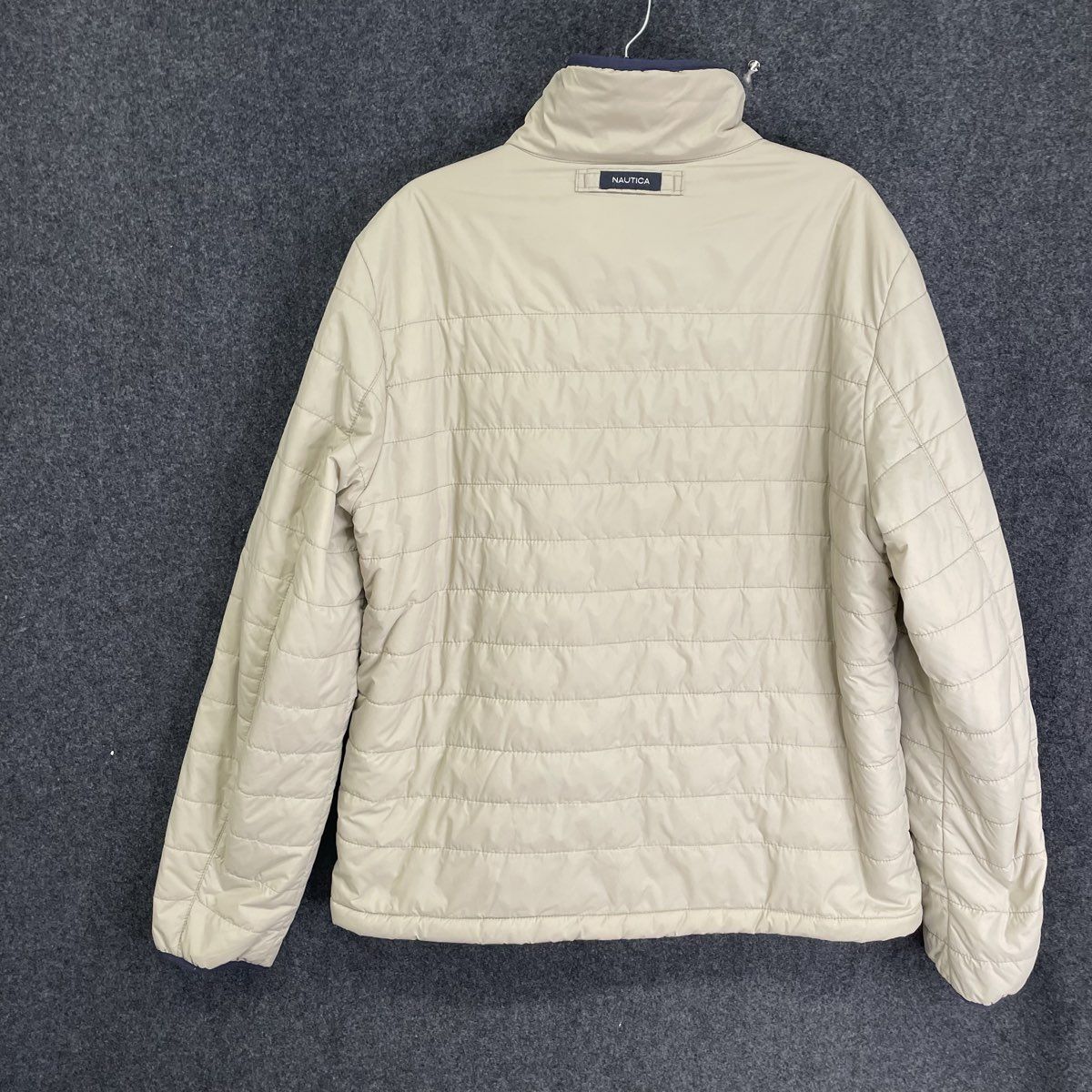 Nautica Men's Tan Quilted Berber Lined Puffer Bomber Jacket Full Zip Sz L