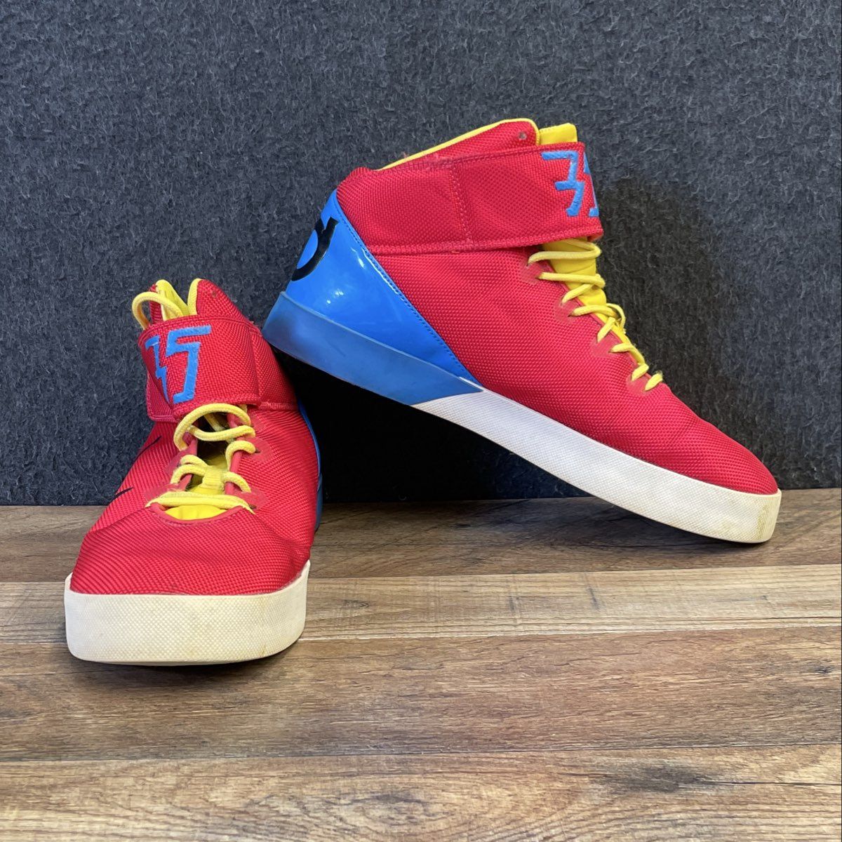 Nike KD Vulc GS University Red Blue Yellow High Top Sneakers Size 7Y