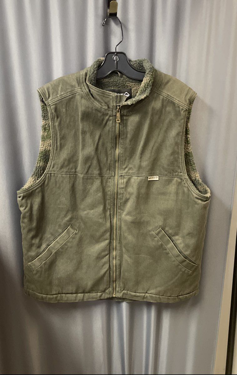 Wolverine Men's Green Canvas Sherpa Lined Zip-Up Workwear Vest Sz L