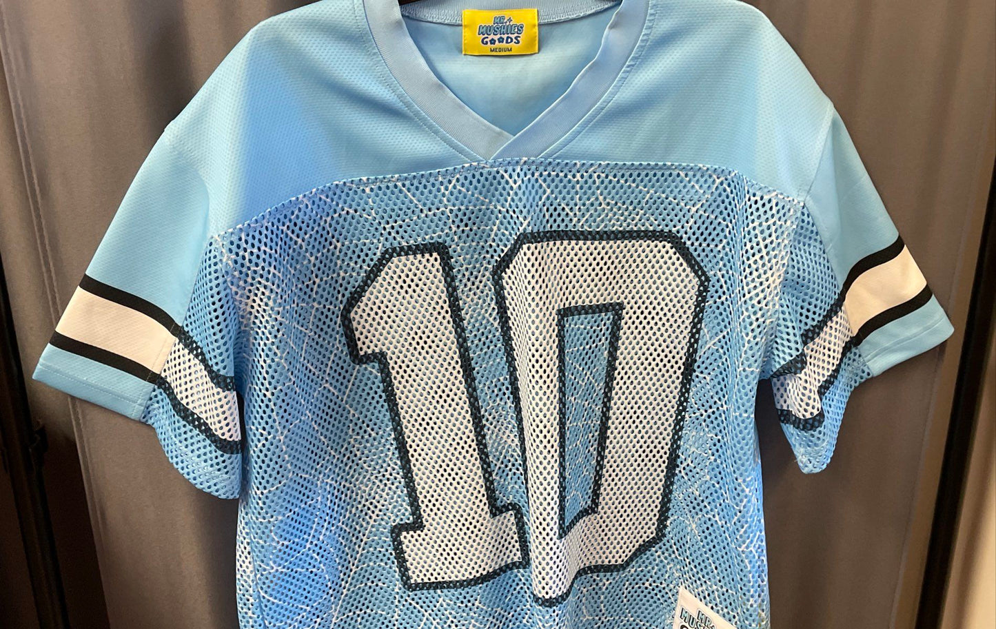 Mr Mushies Goods Light Blue #10 Legend Mesh Baseball Jersey Sz M