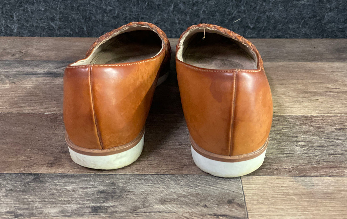 Adrienne Vittadini AV-Lexie Cognac Brown Woven Huarache Flat Shoes Size 6M