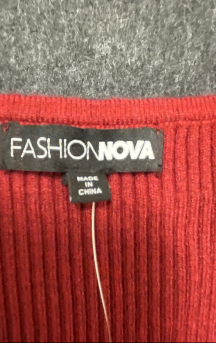 Fashion Nova Women's Red Two Piece Faux Fur Maxi Dress Set Size 2X