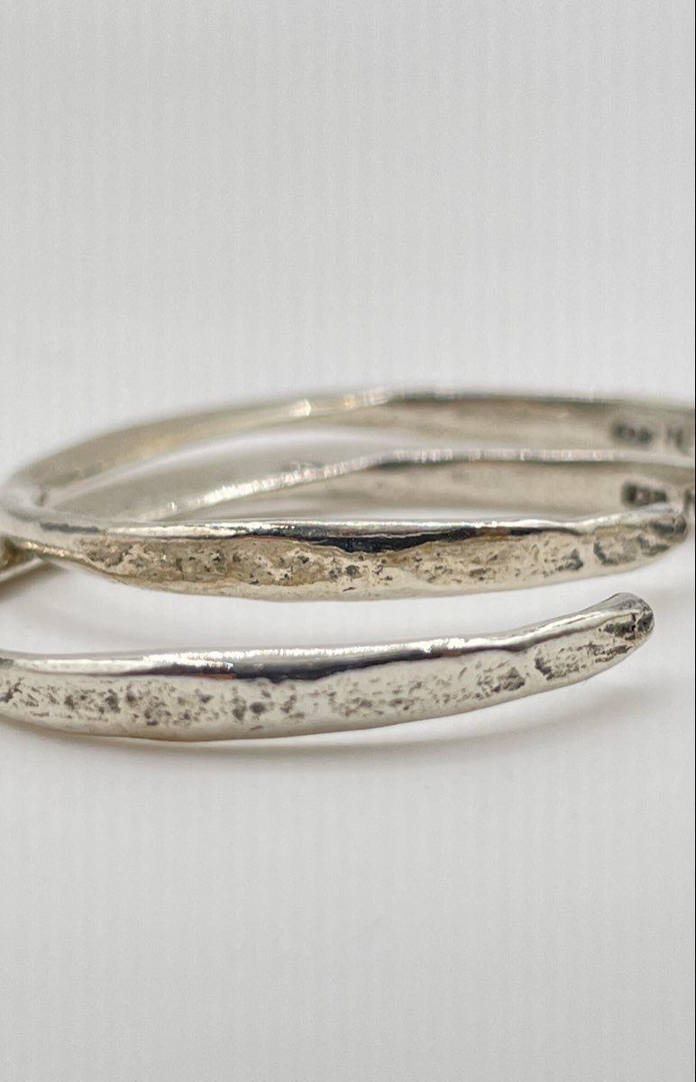 925 Sterling Silver Hammered Hoop Earrings 5g
