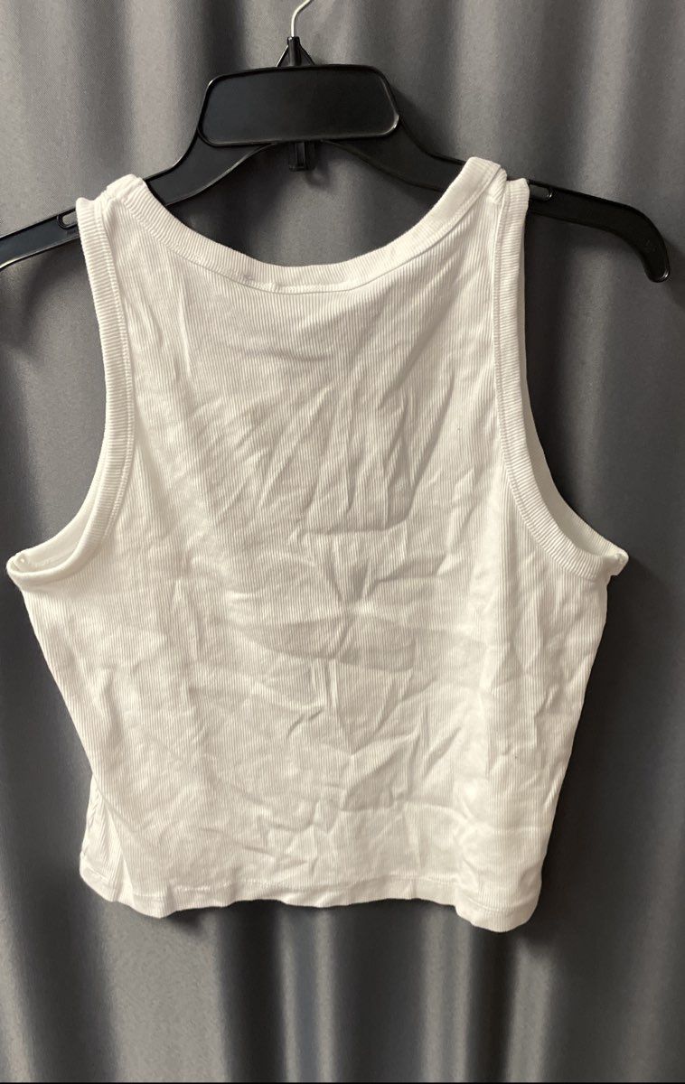 NBA Women's LA Lakers Tank Top White Ribbed Graphic Cropped Sz L
