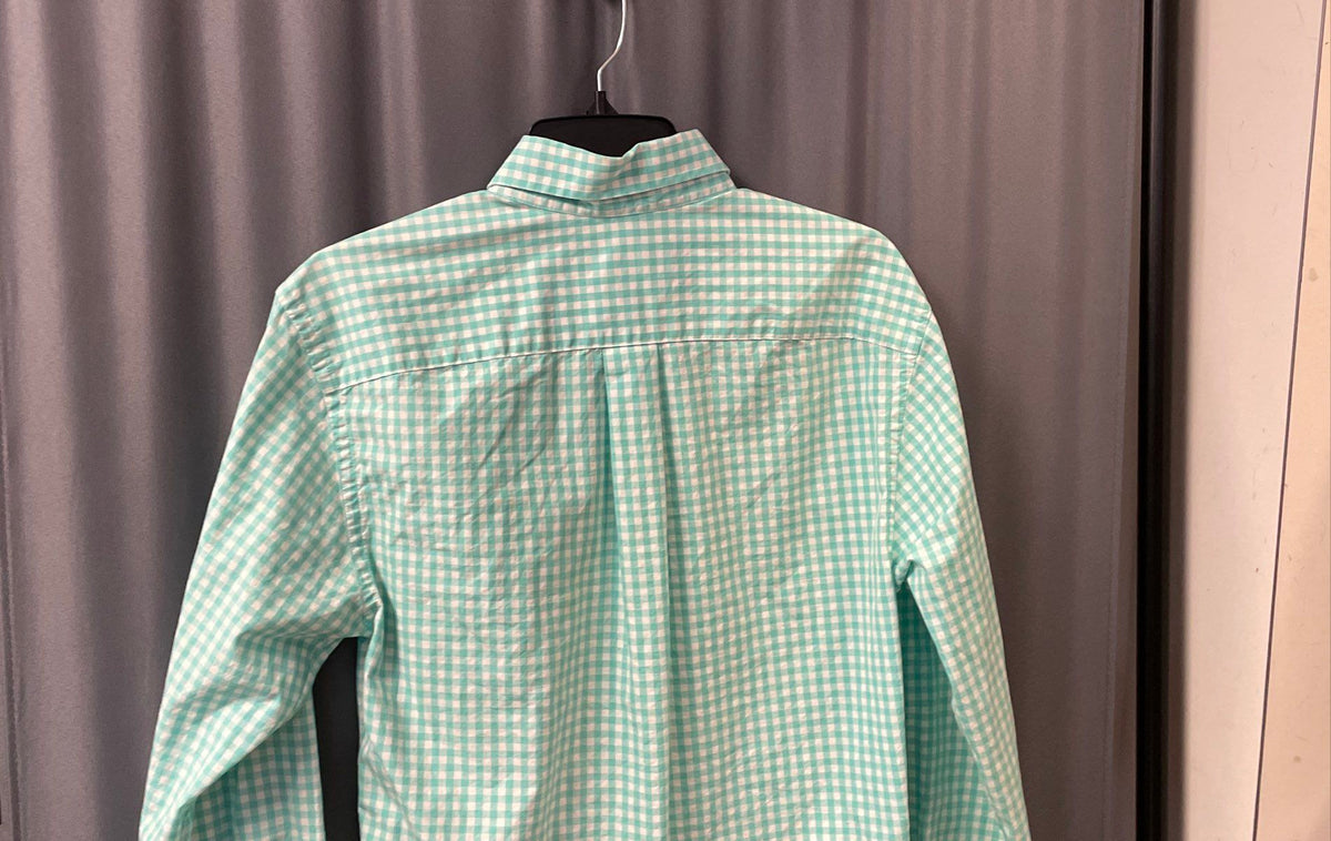 Vineyard Vines Men's Aqua White Gingham Classic Fit Tucker Shirt Sz XS