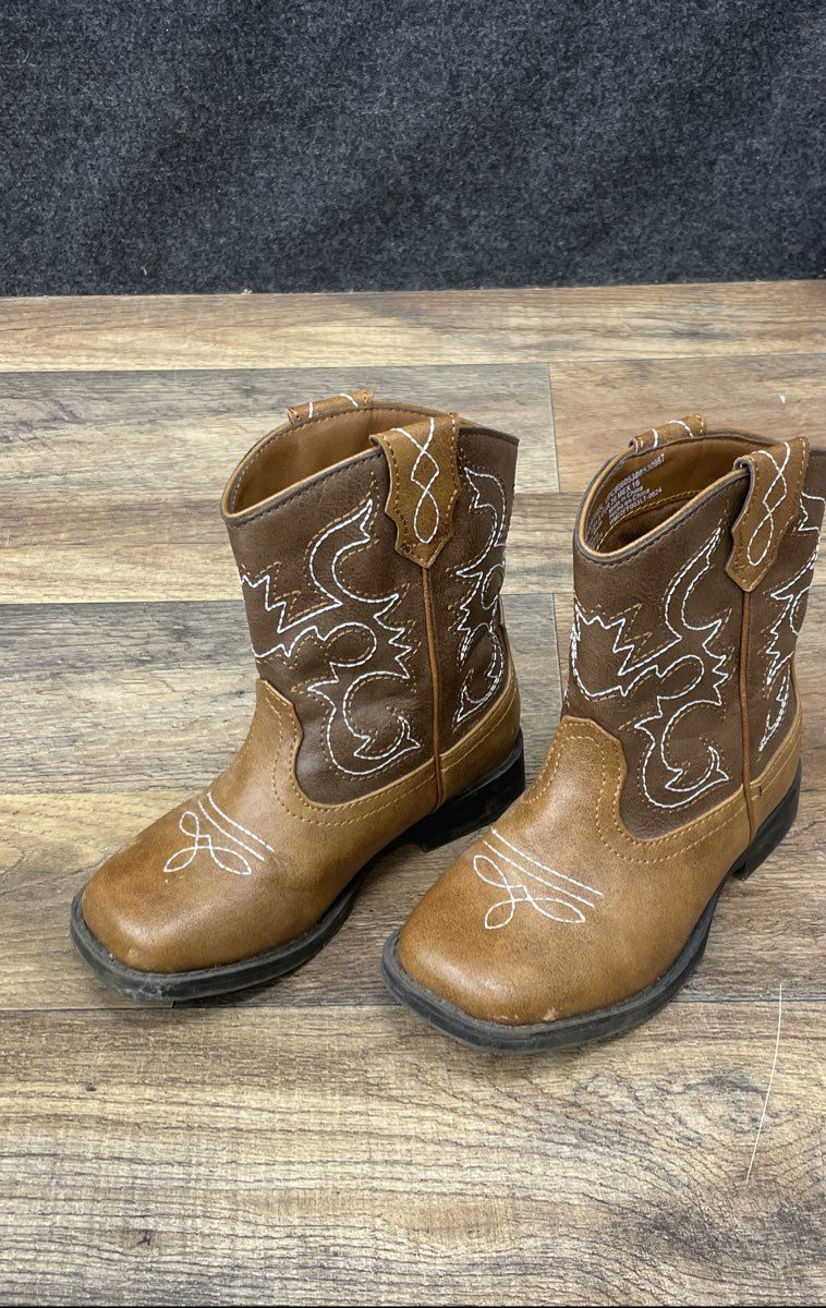 Wonder Nation Toddler Girls Brown Tan Western Cowboy Boots Size 9