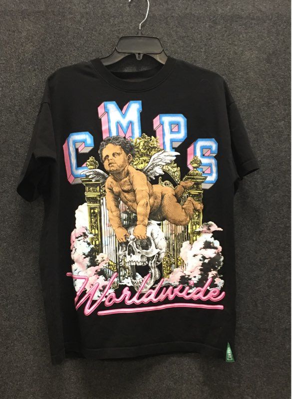 Campus Goods Men's Black Saints & Sinners Angel Skull Graphic T-Shirt Sz M