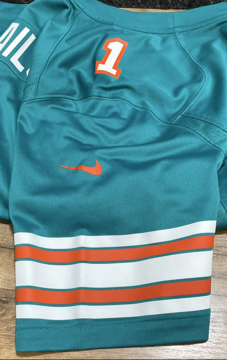 Nike Men's Miami Dolphins Tua Tagovailoa #1 NFL On Field Jersey Aqua Teal Sz XL