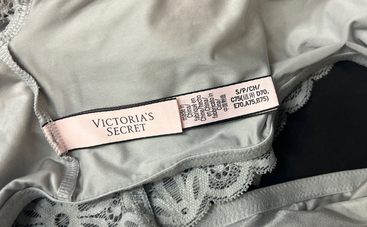 Victoria's Secret Women's Light Blue Lace Ruffle Strapless Bandeau Bralette Sz S