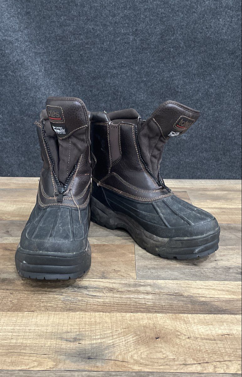 Totes Front Zip Snowboot Thermolite Insulated Brown Black Winter Boots Size 11