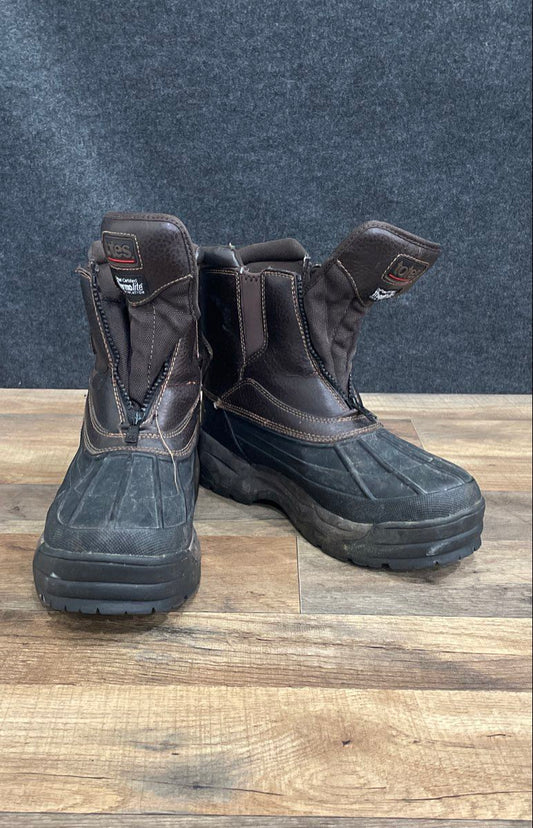 Totes Front Zip Snowboot Thermolite Insulated Brown Black Winter Boots Size 11