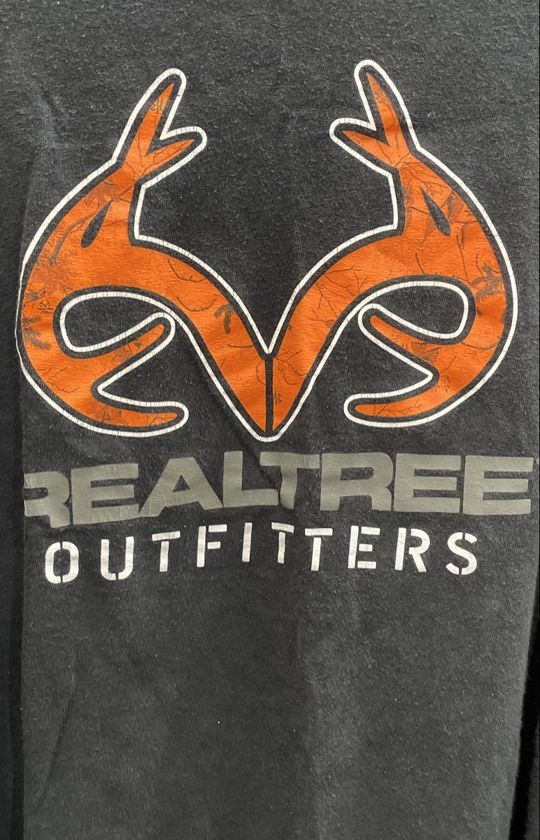 Vintage Y2K Realtree Outfitters Men's Black Long Sleeve Graphic T-Shirt Sz XL