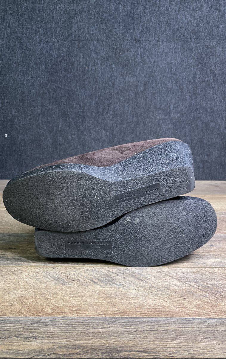 Robert Clergerie Brown Suede Platform Wedge Loafer Pumps Size 5.5