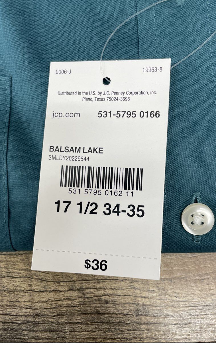 Stafford Men's Teal Reg Fit Easy-Care Broadcloth Stretch Shirt NWT 17.5 34-35