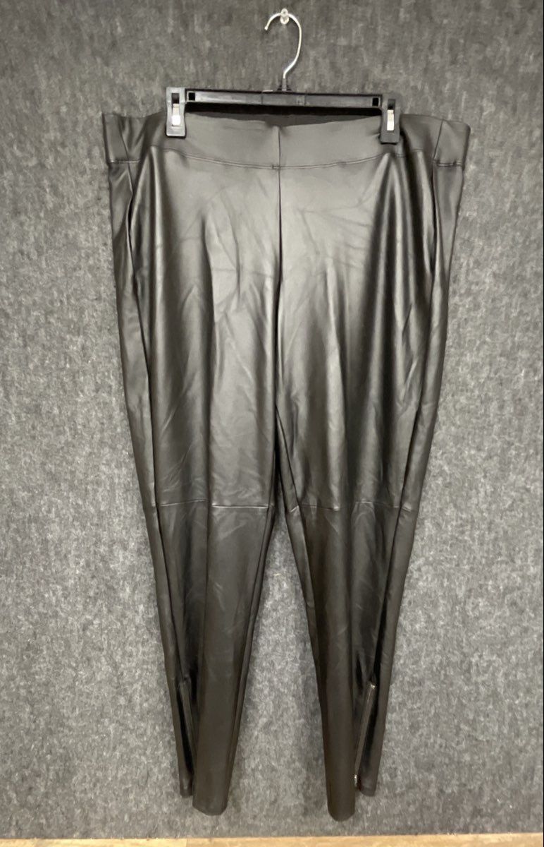 Lane Bryant Women's Faux Leather Pants Black Ankle Zip Elastic Waist Sz 18/20