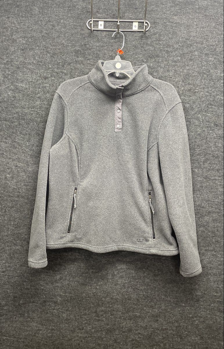 L.L.Bean Women's Gray Quarter Snap Fleece Pullover Jacket Sz L Reg