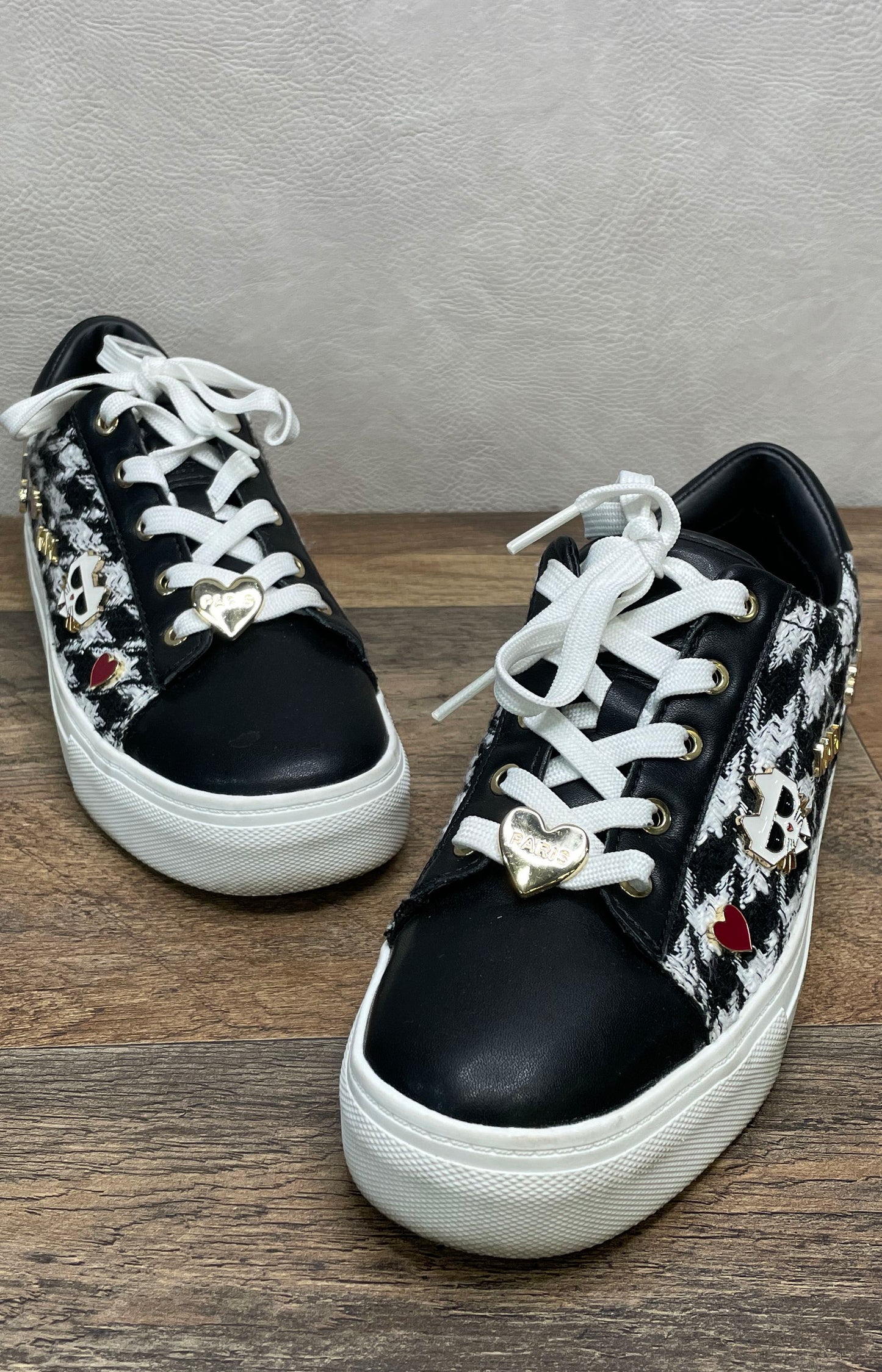 Karl Lagerfeld Paris Cate Pins Houndstooth Sneakers Women's Size 6.5
