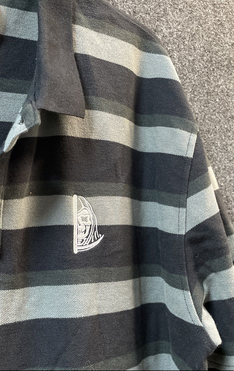 Lurking Class by Sketchy Tank Men's Striped Polo Shirt Skull Logo Sz XL