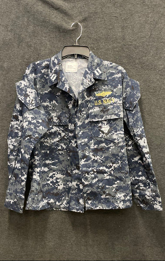 American Apparel US Navy NWU Type I Digital Camo Blouse Shirt Sz Small-Short