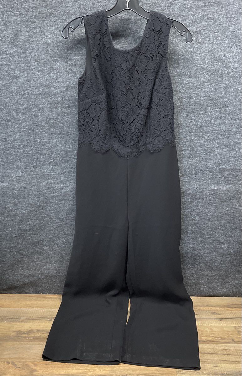 Talbots RSVP Women's Black Sleeveless Lace Bodice Wide Leg Jumpsuit Sz 2P NWT