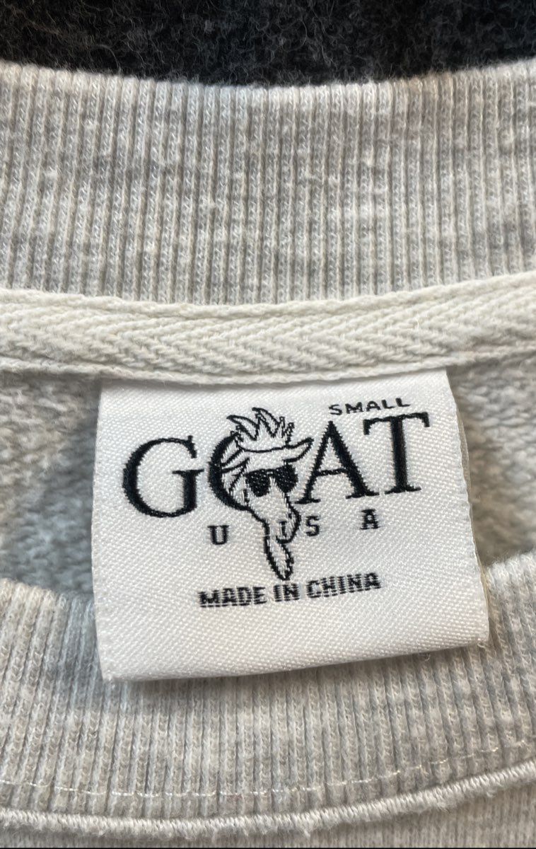 Goat USA Men's Crewneck Sweatshirt Gray Heather Embroidered Logo Chuck Sz S