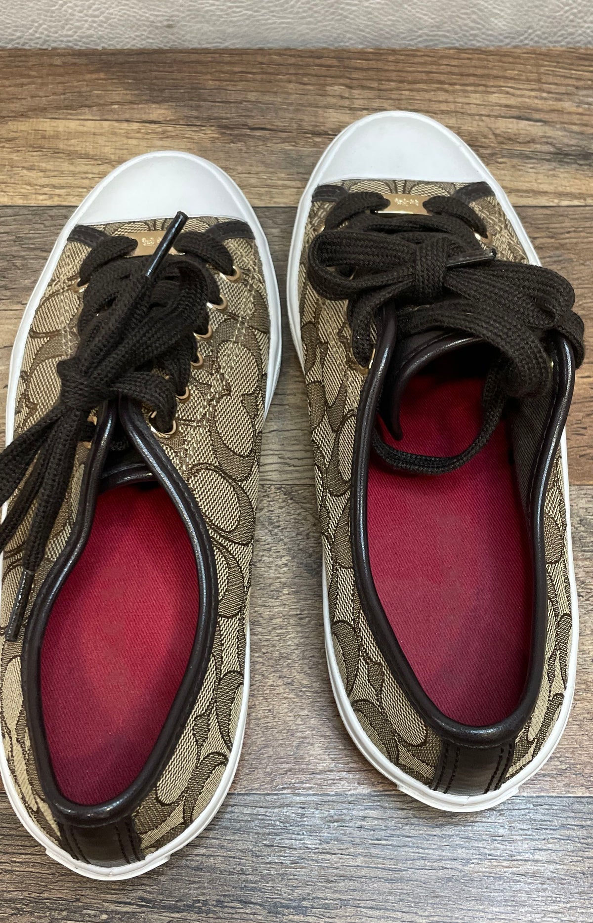 Coach Judy Black Signature Monogram Platform Thong Sandals Size 6B