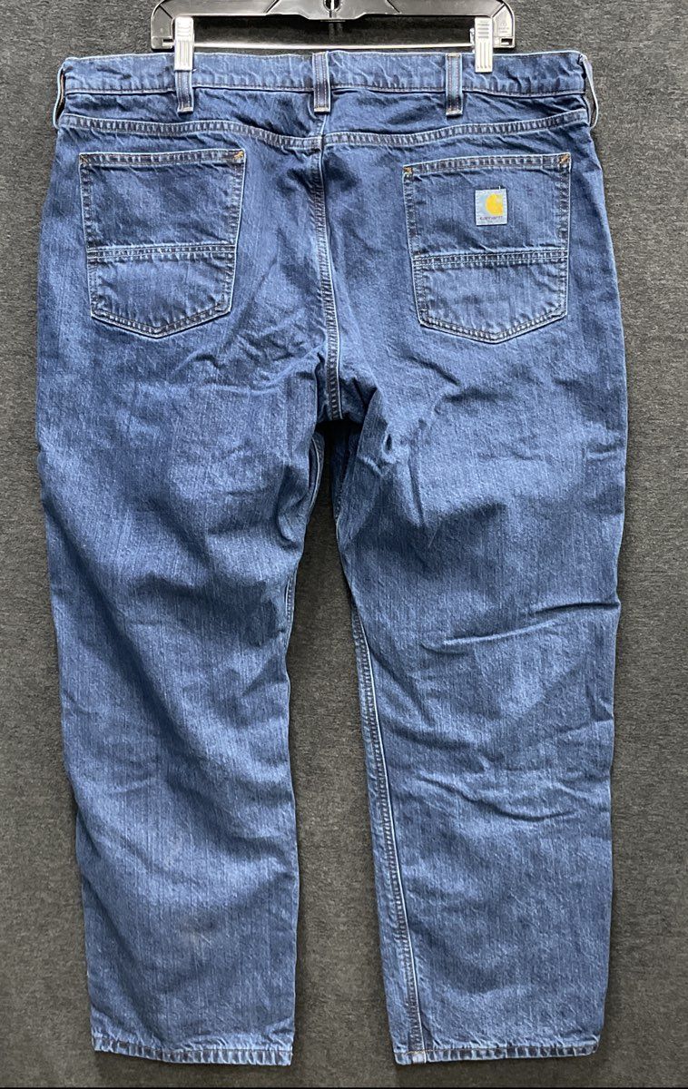 Carhartt Men's Blue Relaxed Fit Flannel Lined Denim Work Jeans Sz 40x30
