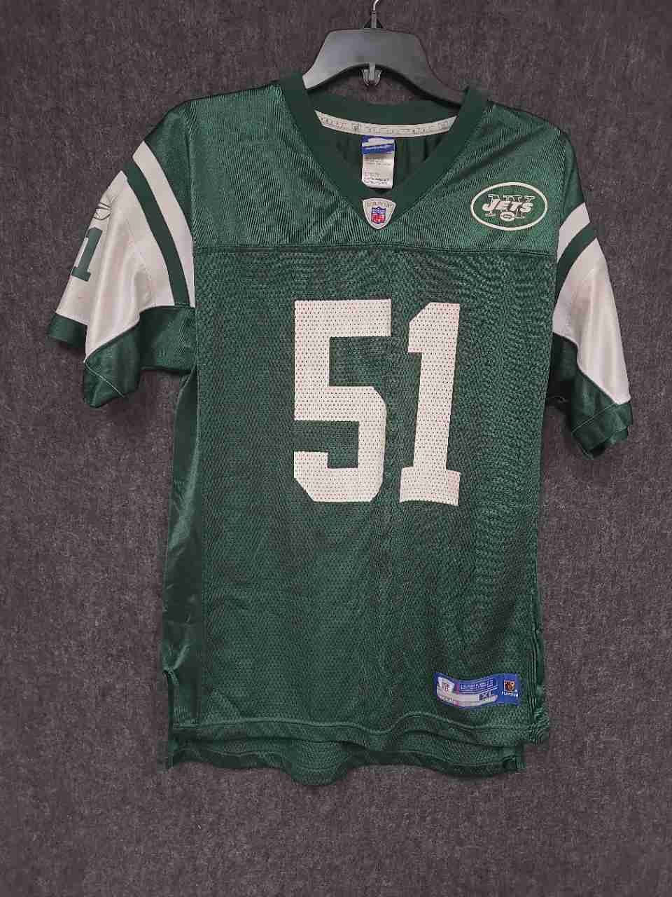 Vintage Reebok Boys New York Jets Jonathan Vilma 51 NFL Jersey Green Sz XL