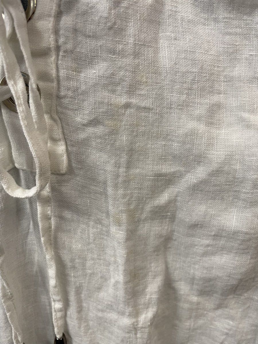 Laura Gotti Women's White 100% Linen Lace-Up Maxi Dress Made in Italy Sz M