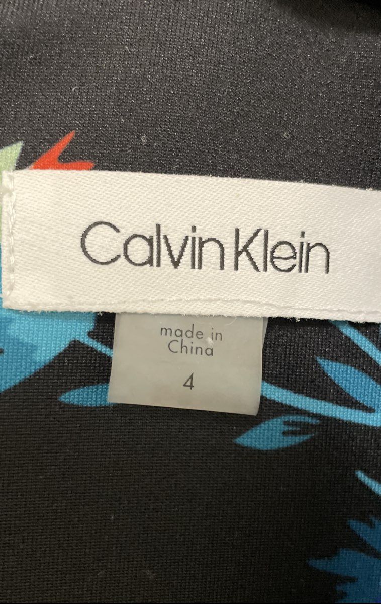 Calvin Klein Women's Floral Print Sleeveless V-Neck Sheath Dress Multicolor Sz 4