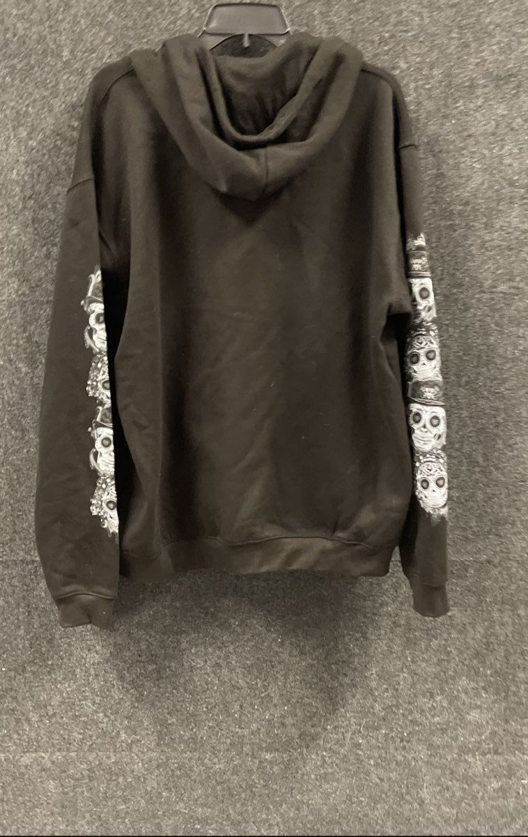 Hot Leathers Sugar Skull Heart Biker Graphic Zip Up Hoodie Jacket Black Sz XL