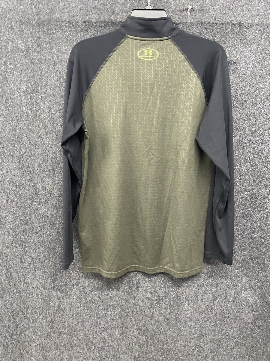 Under Armour Men's 1/4 Zip Pullover Green Black HeatGear Grid Pattern Sz S
