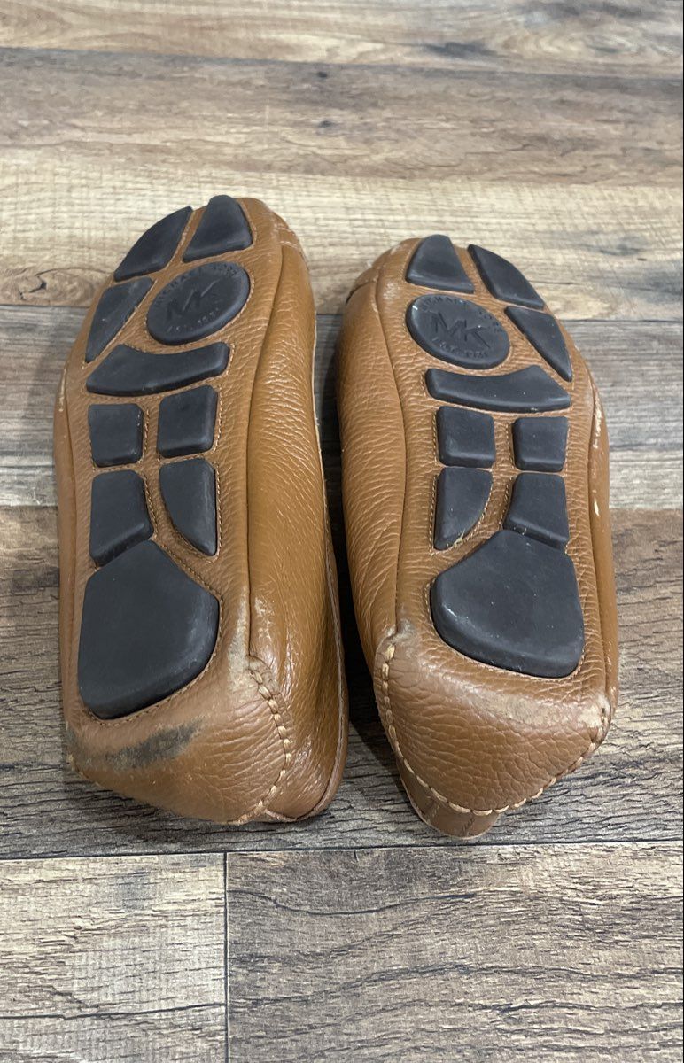 Michael Kors Fulton Brown Pebbled Leather MK Logo Ballet Flat Size 6.5