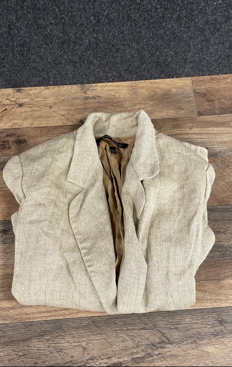 Anne Klein New York Women's Beige Textured Weave Single Button Blazer Sz 6