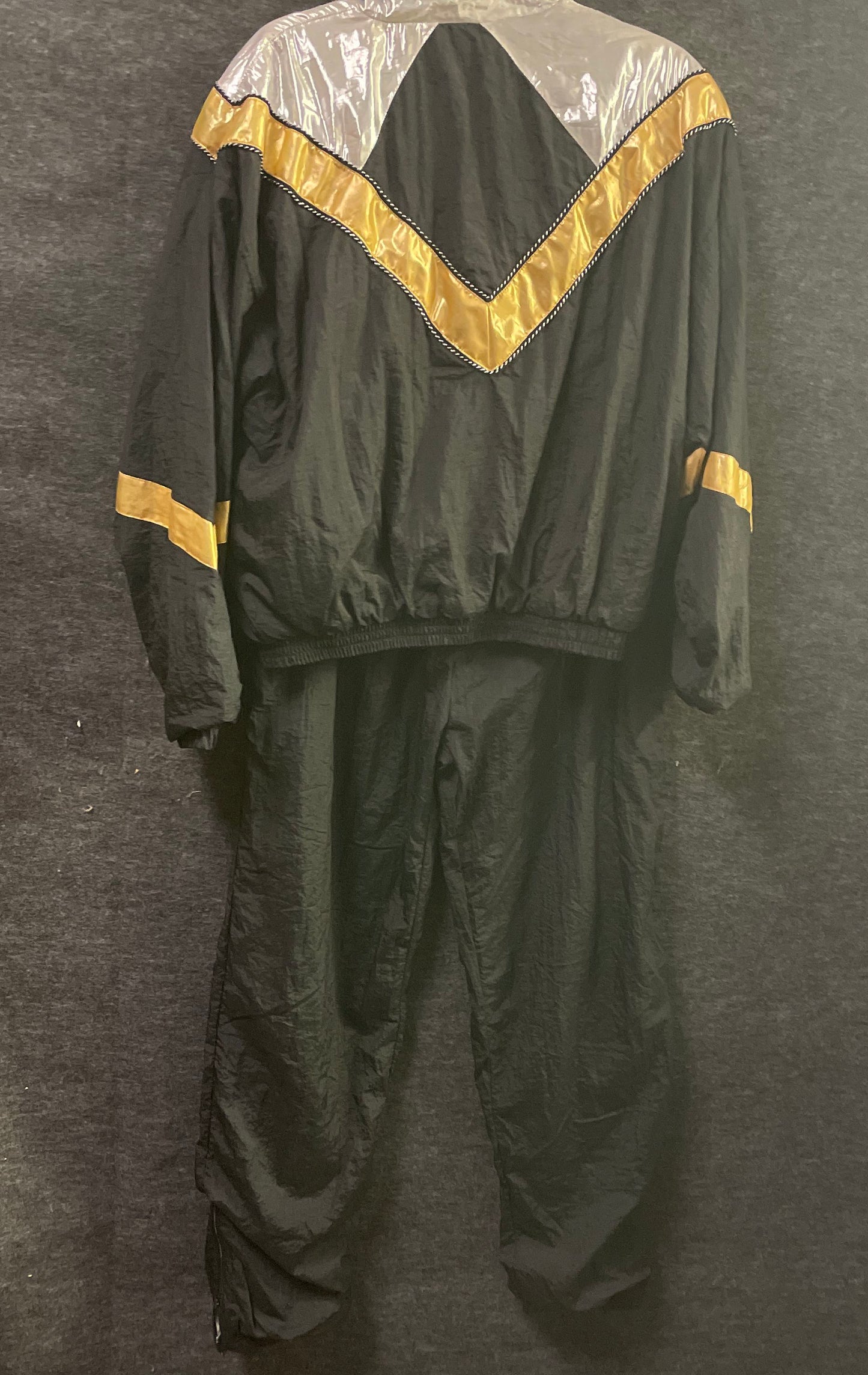 Vintage 90s Bill Blass Metallic Active Wear Windbreaker Tracksuit Set Sz L