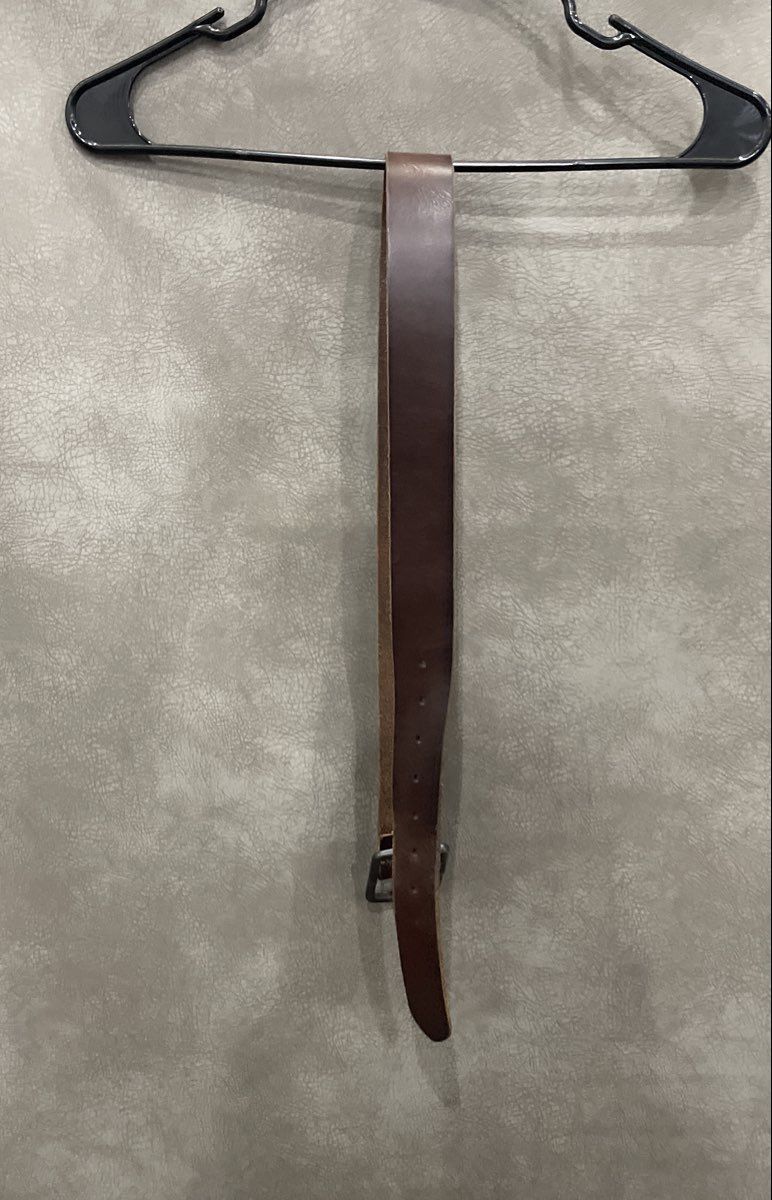American Eagle Men's Brown Genuine Leather Belt Distressed Metal Buckle