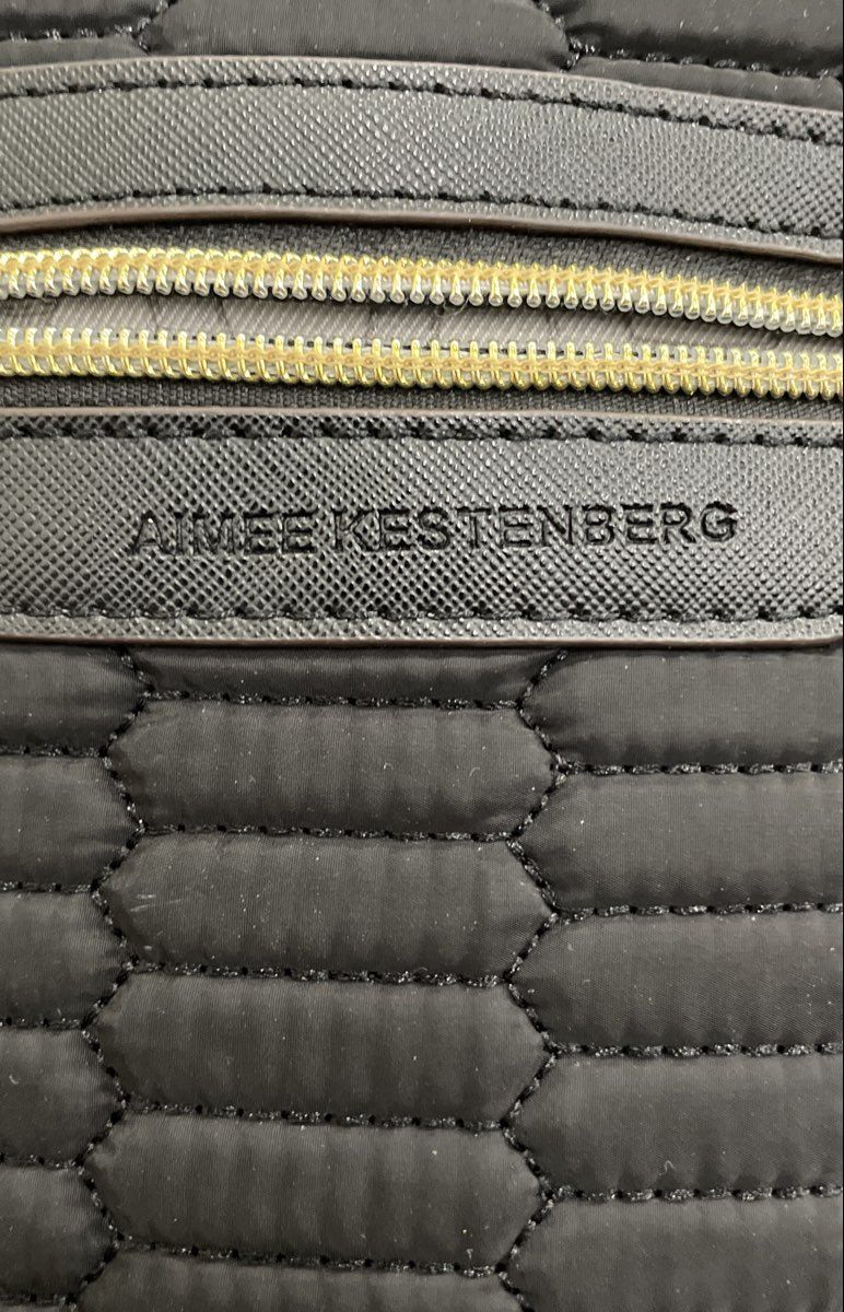 Aimee Kestenberg Black Quilted Honeycomb Large Tote Bag Gold Hardware