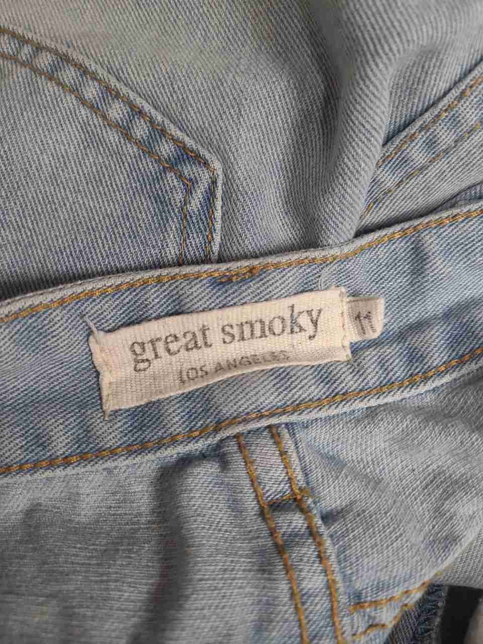 Great Smoky Women's Light Wash Distressed High Rise Wide Leg Cropped Jeans Sz M