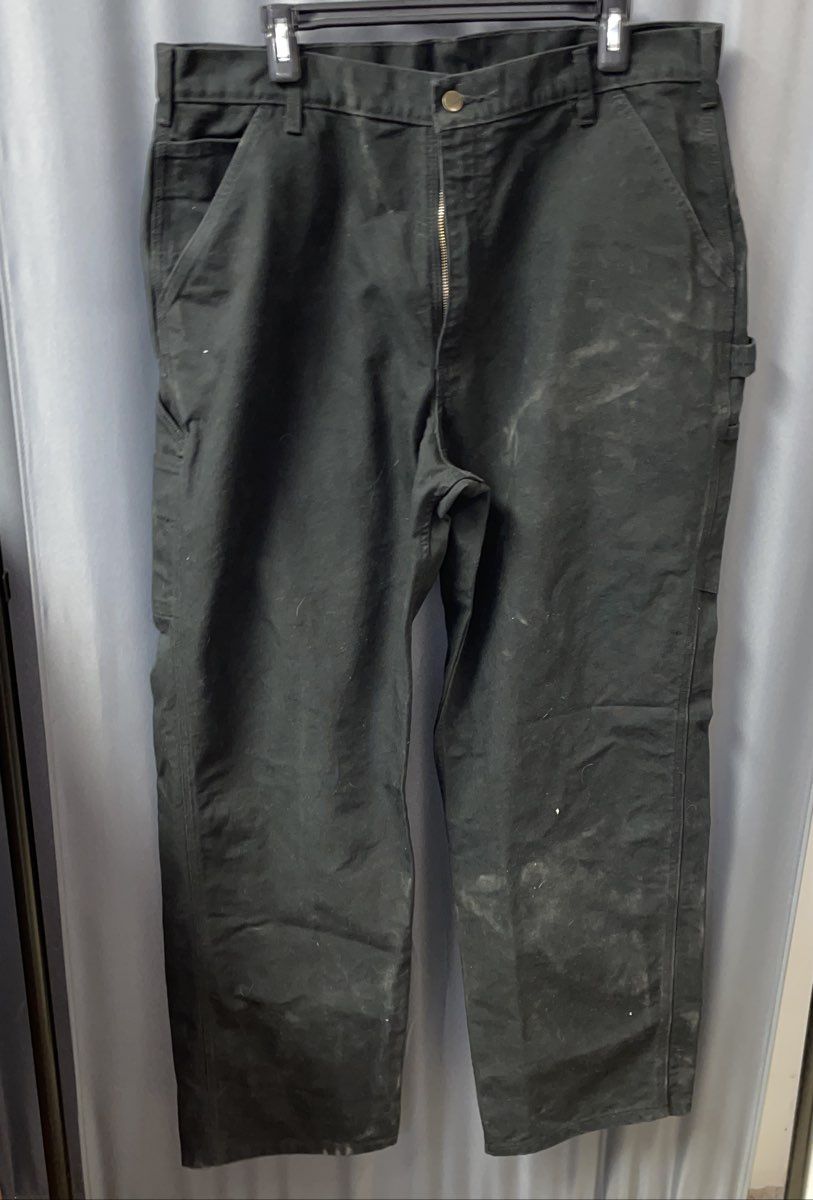 Carhartt Men's Black Cotton Duck Dungaree Work Pants Jeans Size 38x32