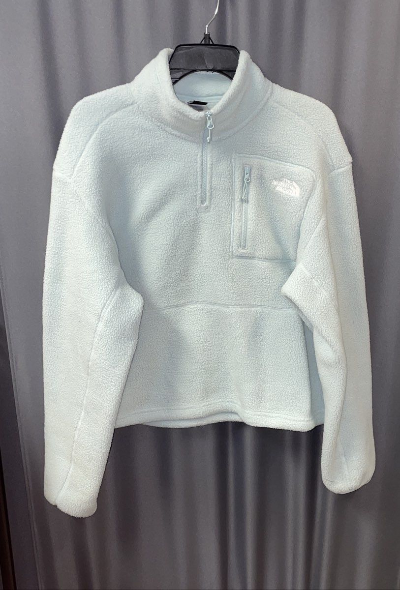 The North Face Women's Teal Circular Design 1/4 Zip Fleece Pullover Sz XL