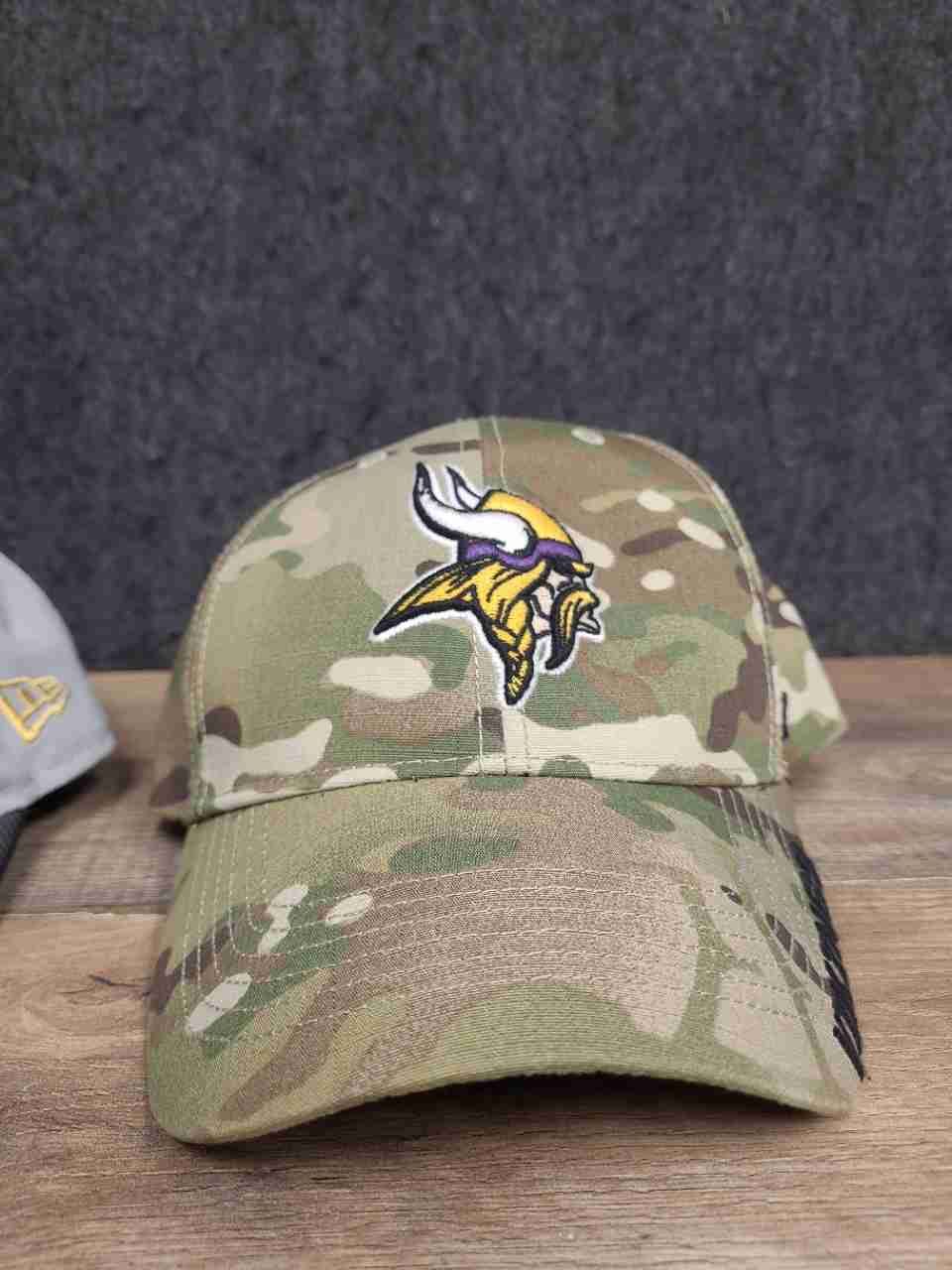 New Era & '47 Brand Men's Minnesota Vikings Hats Lot Gray Camo Snapback OSFM