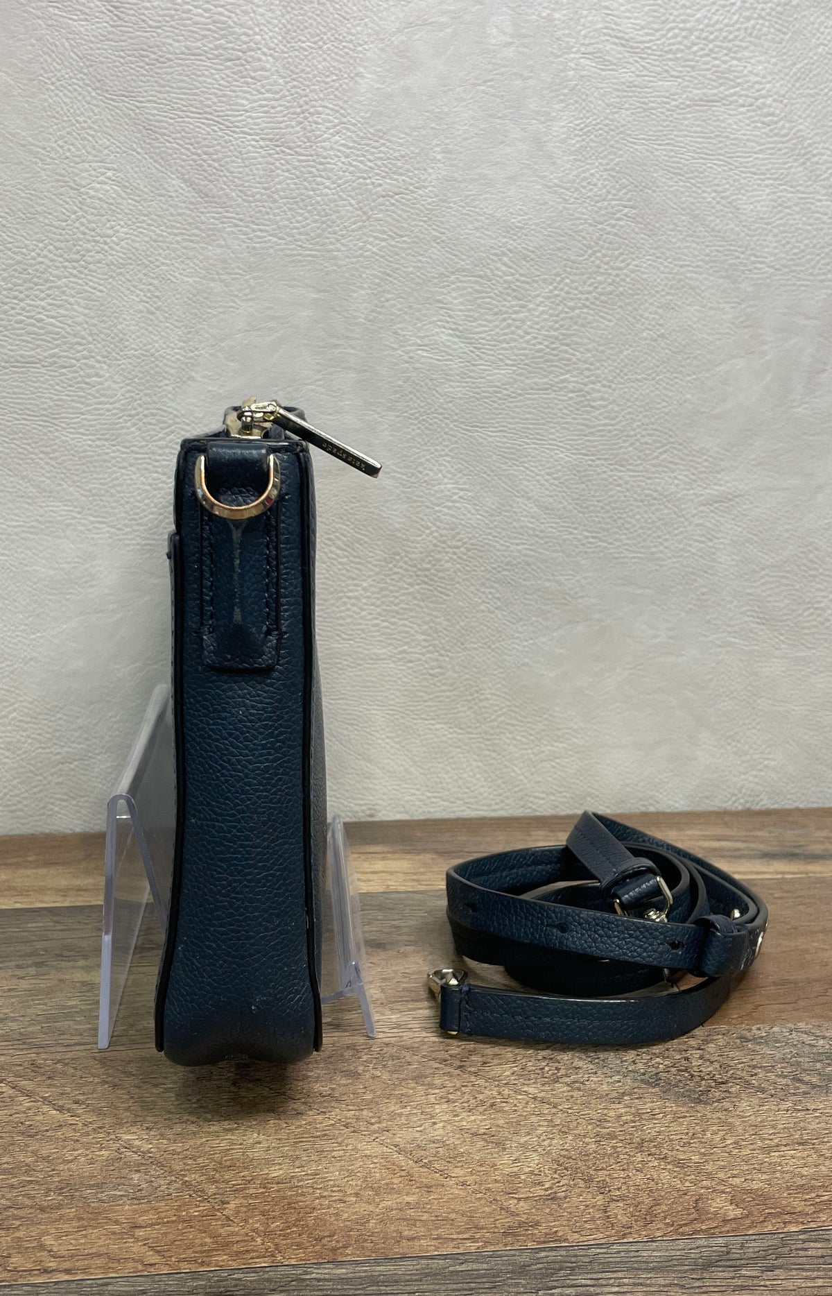 Kate Spade Navy Blue Pebbled Leather Crossbody Bag Gold Hardware