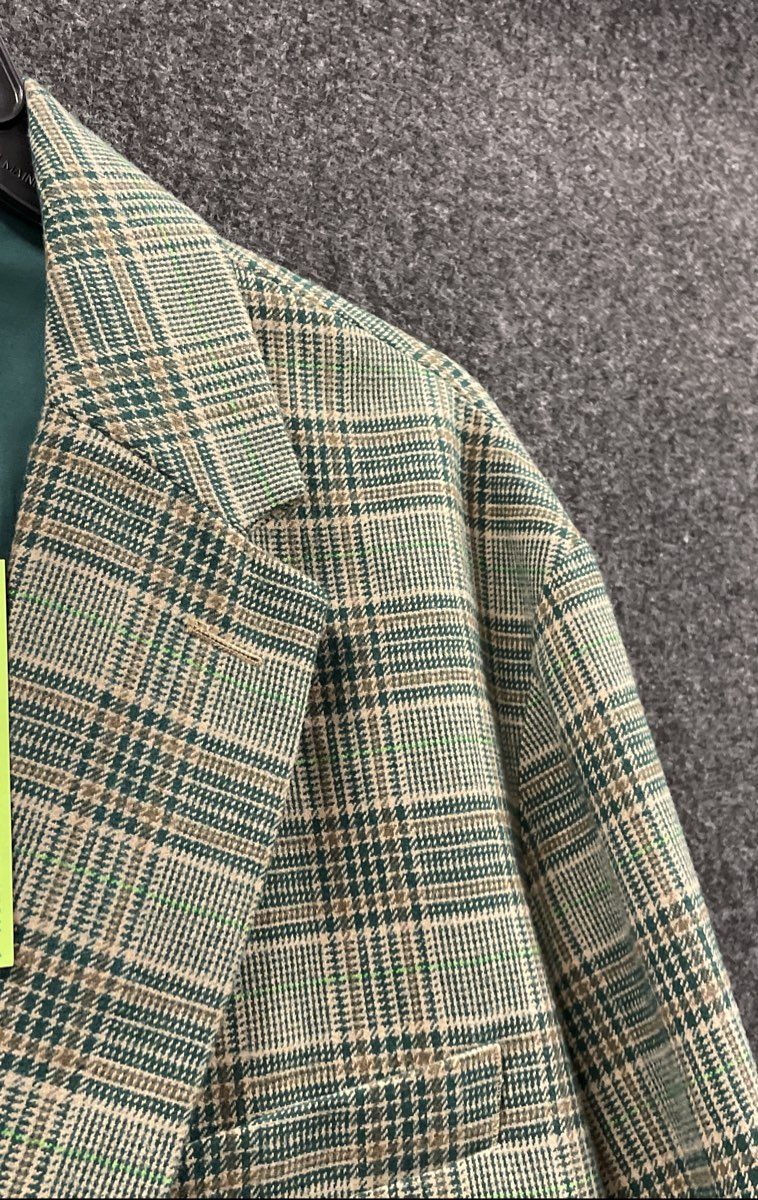 Houston White Men's Green Tan Plaid Two Button Blazer Jacket NWT Sz XL